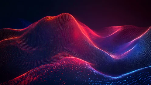 Glowing digital waves of light flowing through a dreamlike night.