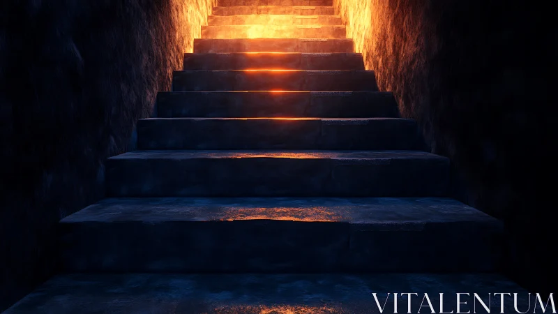 Staircase with Luminous Glow Ascending Into Warm Light