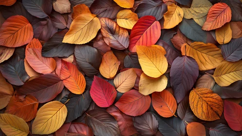 Autumn leaves plot a quiet riot of color and texture