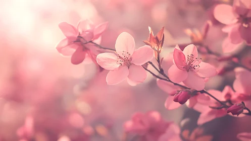 Delicate Pink Blossoms in Soft Focus Depth.
