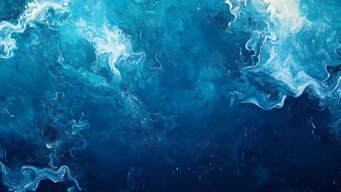 Tidal ink galaxies swirl in a sapphire ocean sky.