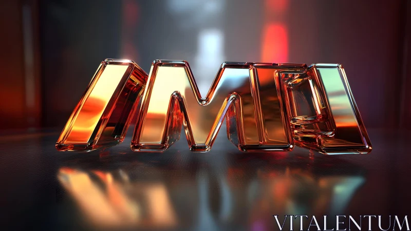 Shiny 3D Glass Text Rendering in Futuristic Digital Art Style.