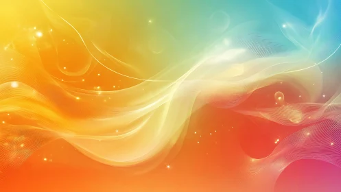 Colorful flowing abstract waves on bright gradient background.
