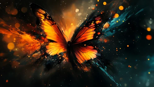 Explosive digital butterfly rendered in high-contrast chromatic motion