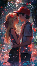 Streetlight confetti crowns a shy forest of first love