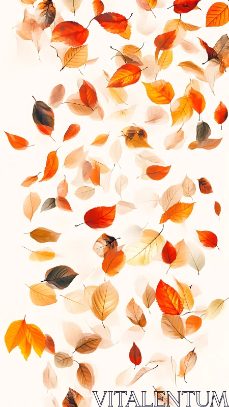High-key autumn leaves arranged in layered translucent motion field