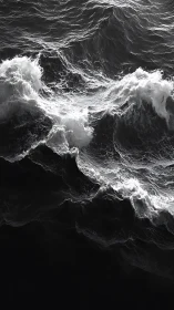 Monochrome ocean waves in strong contrast and detail.