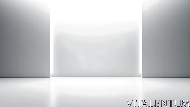 Luminous minimal corridor with symmetrical planar surfaces.