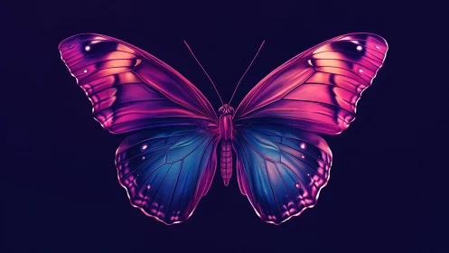 Neon twilight butterfly radiates electric dreamlight wings.