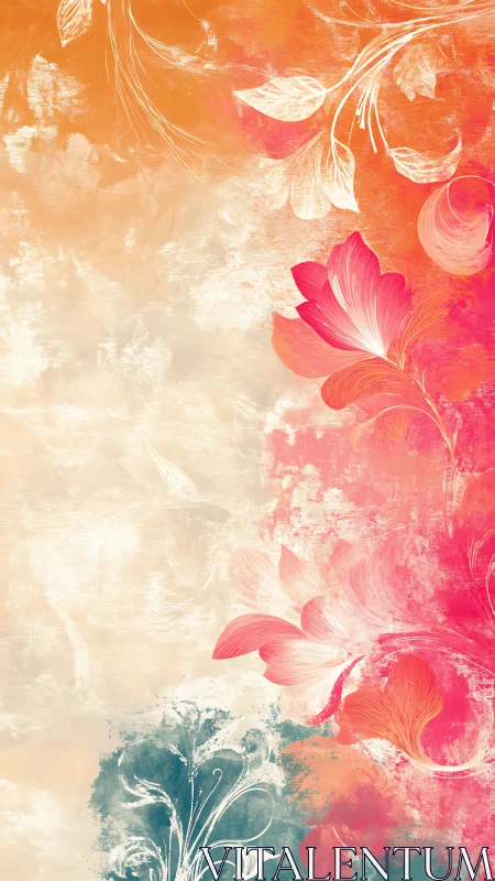 Floral Gradient Composition with Pink and Orange Tones