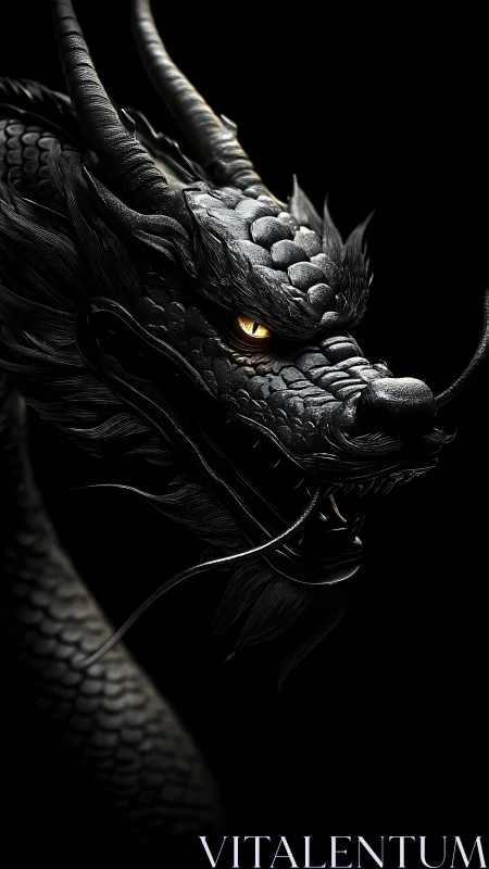 Midnight obsidian dragon watches worlds with molten eye