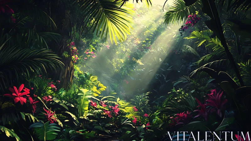 Tropical Jungle Canopy with Sunlight.