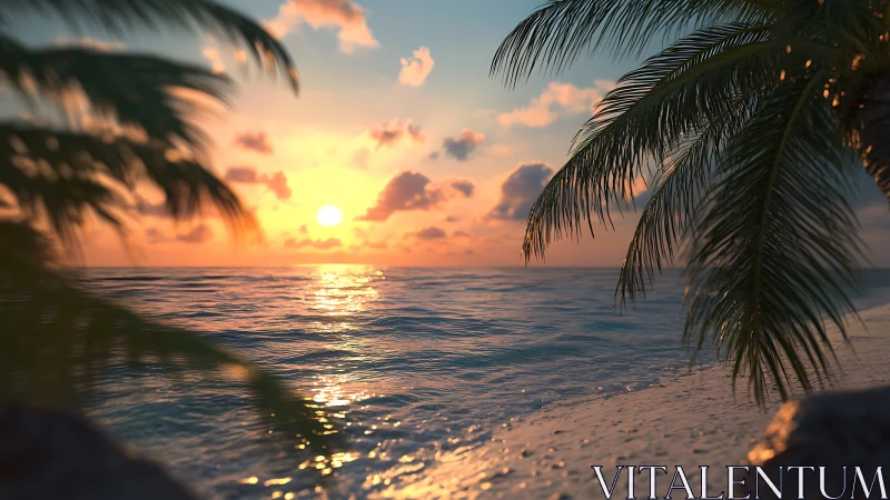 Physically based tropical shoreline rendering at low solar angle.