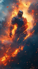 Armored humanoid figure formed from fire and molten lava.