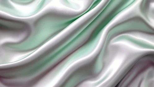 Mint satin folds with soft light and flowing texture.