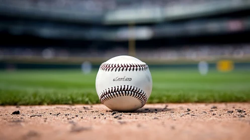 Lone game ball waiting on sunlit infield edge of glory.