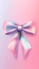 Luminous Ribbon Dance: Pearlescent Bow in Pastel Dreamscape