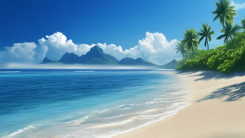 Volcanic Serenity: Where Mountains Embrace Pristine Shores.