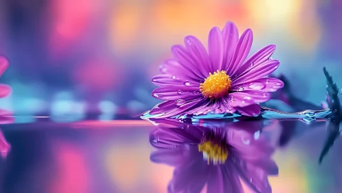 Purple Daisy Reflects Vibrant Chromatic Gradient.