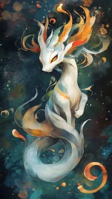 Celestial ember serpent swirling through midnight tides.