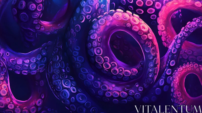 Neon tentacle vortex in chromatic deep-sea digital painting.