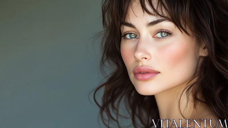 Woman with wavy dark hair looks toward camera in profile
