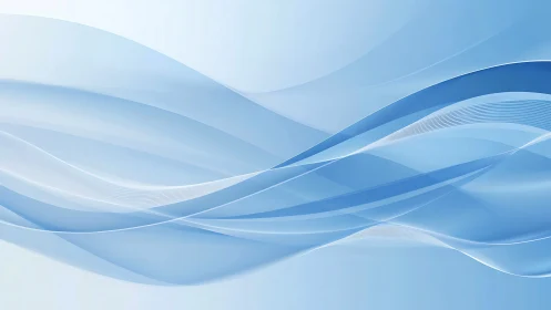 Fluid blue wave ribbons on airy minimalist gradient background.