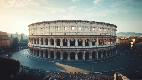 Colosseum structure is viewed in wide architectural context