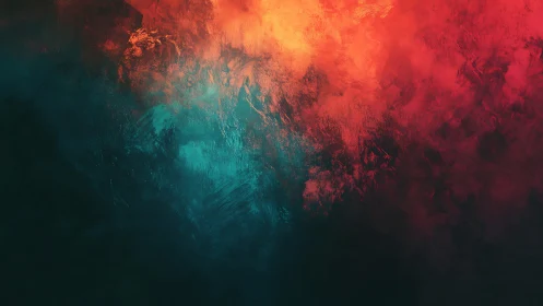 Molten crimson and teal nebula in textured digital haze.