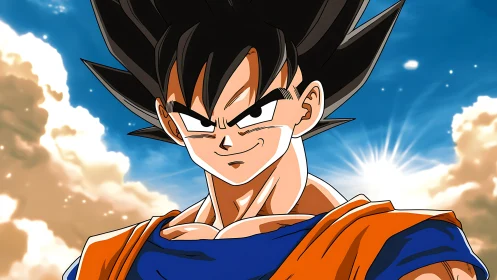 Cel-shaded anime fighter portrait under high-key backlighting