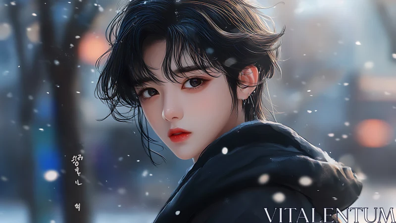 Snowlit portrait captures wistful youth in soft winter light