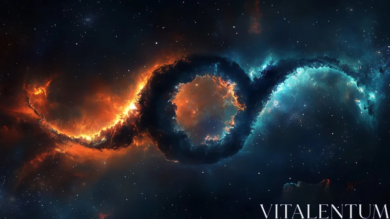 Nebula structures form opposing red and blue cosmic loop