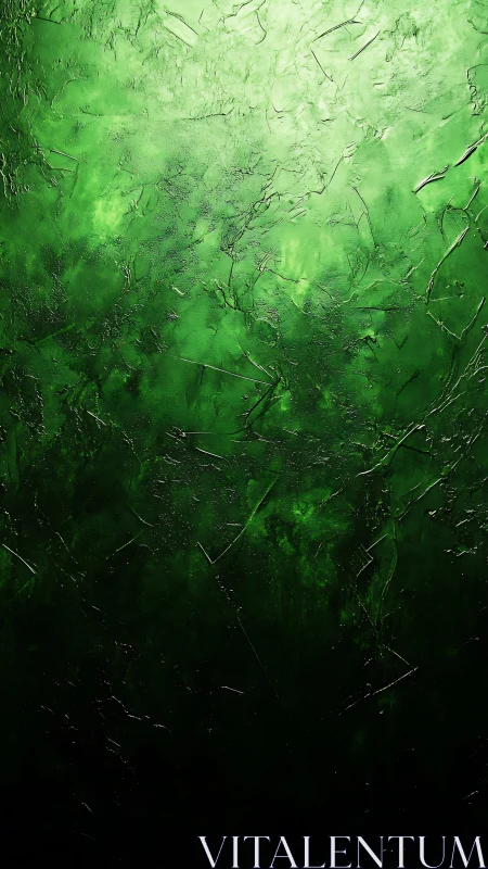 Emerald light diffuses through textured abstract green depths.