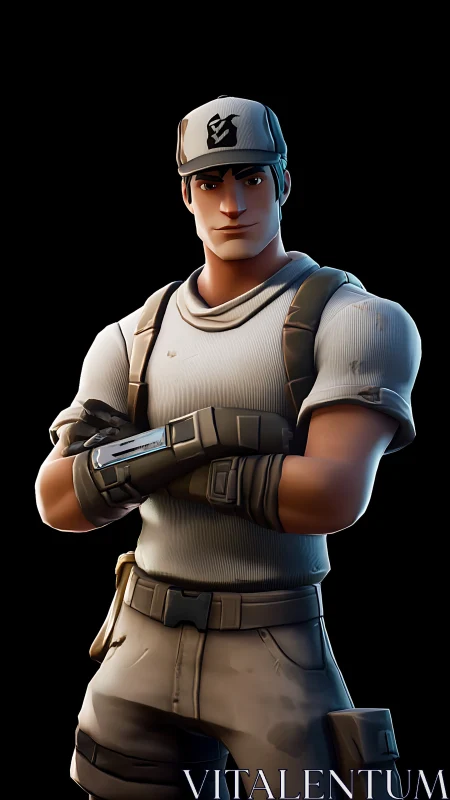 Stylized tactical soldier stands ready in neutral lighting.
