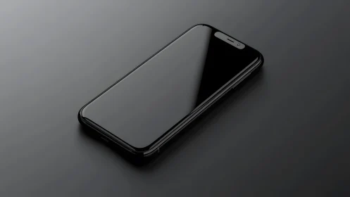 Sleek modern smartphone on dark reflective surface, minimalist style.