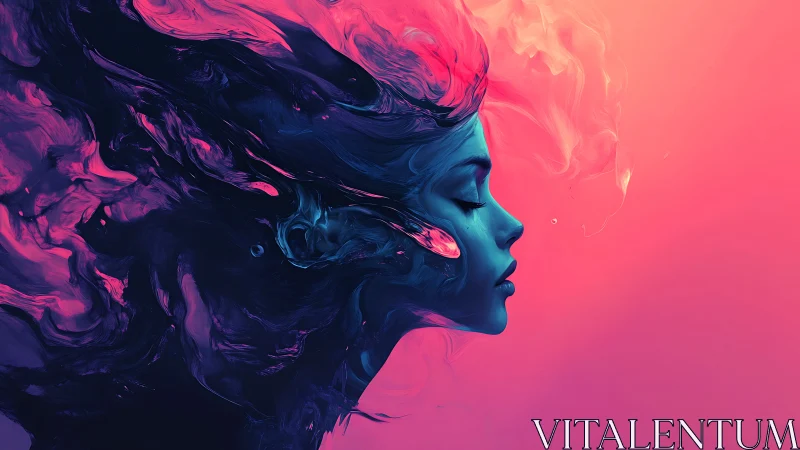 Digital painting profile portrait with neon vapor gradients.