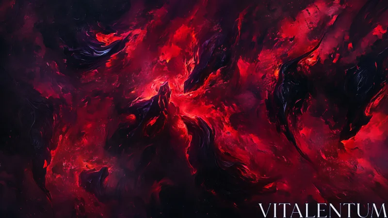 Digital painting of crimson nebula vortex with dynamic contrast.