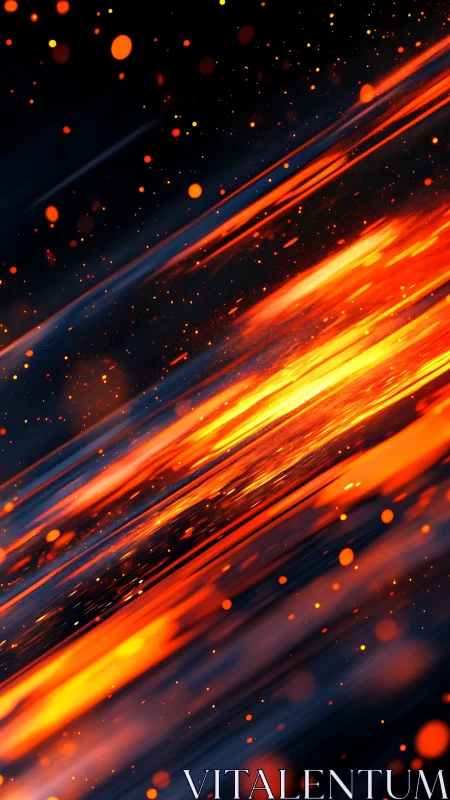 Abstract Orange Fire Streaks with Particle Effects