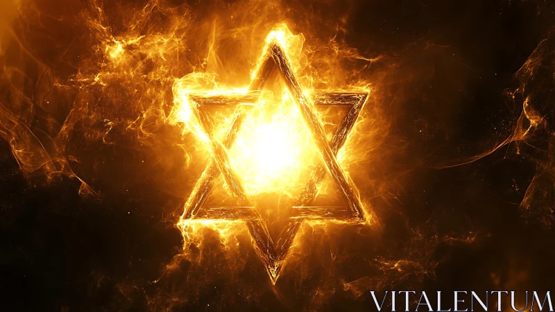 Blazing six-pointed star engulfed in radiant golden fire.