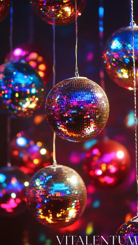 Disco orbs scatter neon constellations across the dark