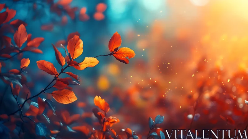 Digital painting of ember-toned foliage in radiant backlight.