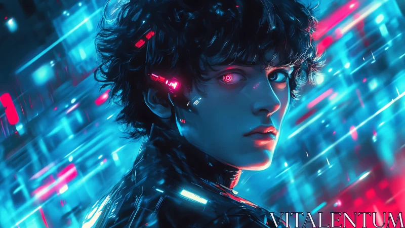 Neon-eyed data dreamer adrift in electric midnight code.