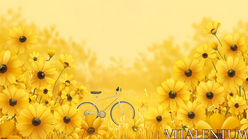 Pedaling Through Golden Fields Where Bicycles Dance Among Daisies