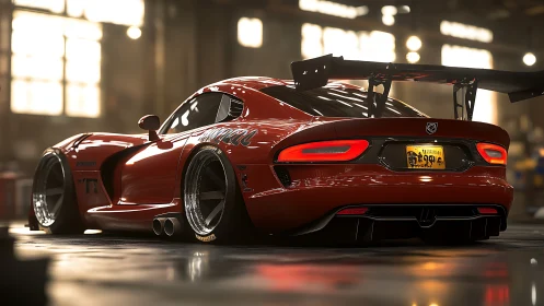 Widebody track-tuned supercar with aero wing and deep barrel wheels