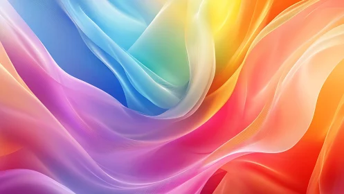 Layered translucent color gradients form overlapping wave structures