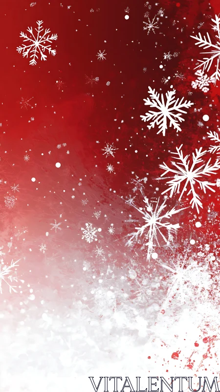 White snowflakes on red gradient winter background design.