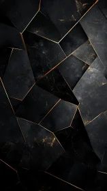 Dark geometric marble planes with molten gold fractures.