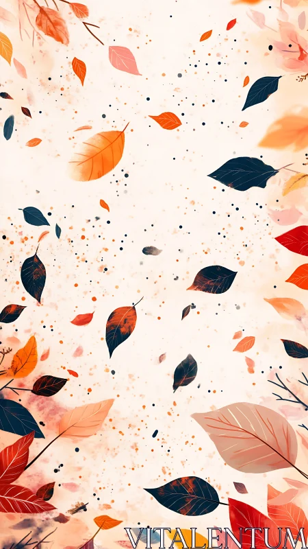 Autumn leaves drift through soft abstract watercolor field