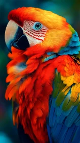 Scarlet storyteller macaw blazing in tropical neon plumage.