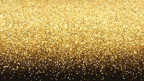 Gold glitter particle gradient on black background surface.